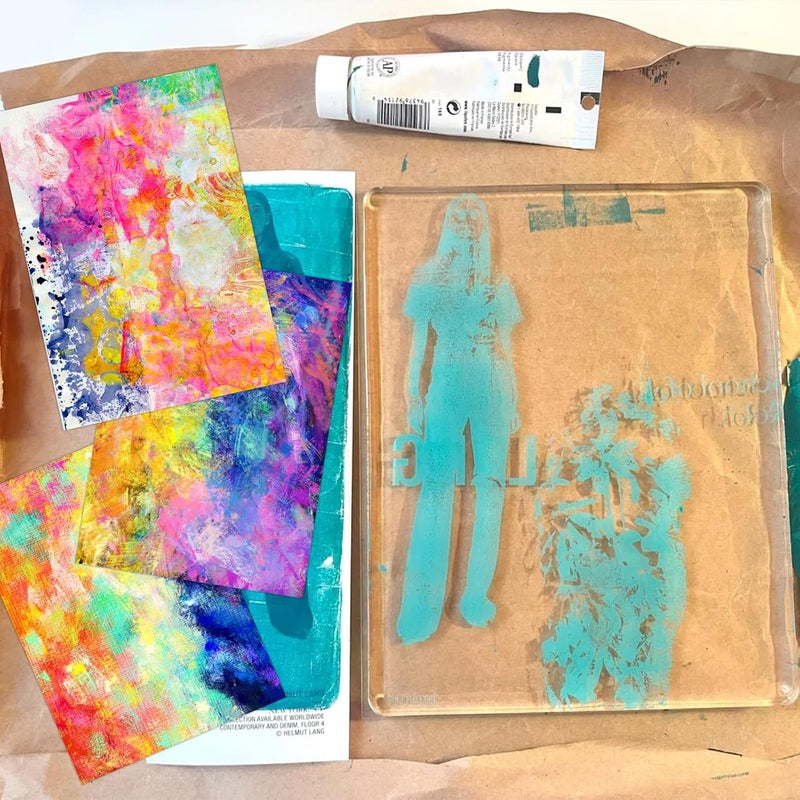 gocreate 9 x12 Inch Large Gel Printing Plate Gel Painting Plate Monoprinting Gel Block for Stamping, Cardmaking Printmaking with Stencils, 4 Scrappers - Image 4